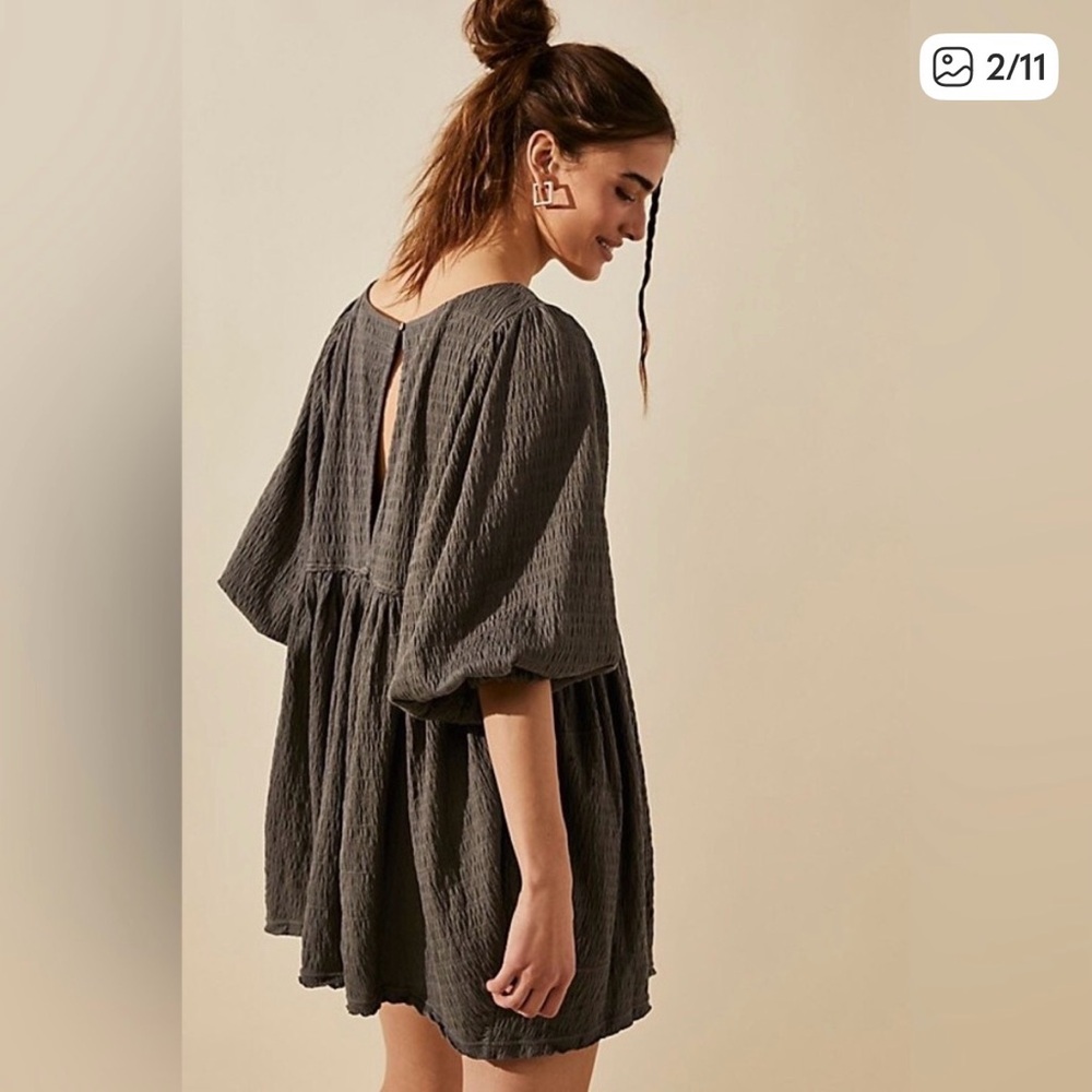 Free People Charcoal Get Obsessed Tunic Top with Keyhole back